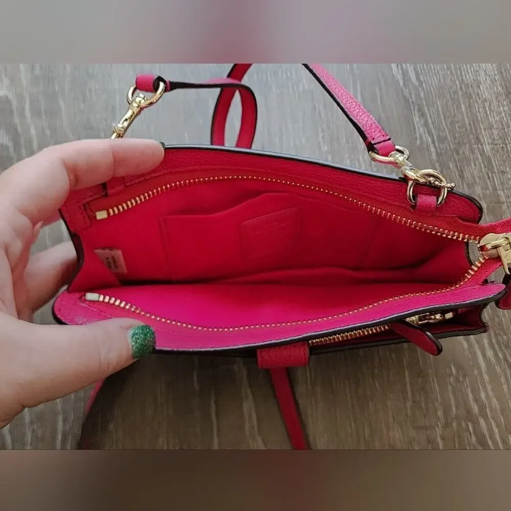 Coach Convertible Noa Pop Up Messenger In hot pink magenta purse wallet wristlet - Picture 7 of 16